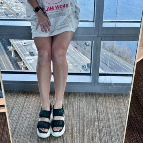 High-hell Streetwear Chunky Platform Black Strap Sandals – Adjustable Velcro - Picture 4 of 5